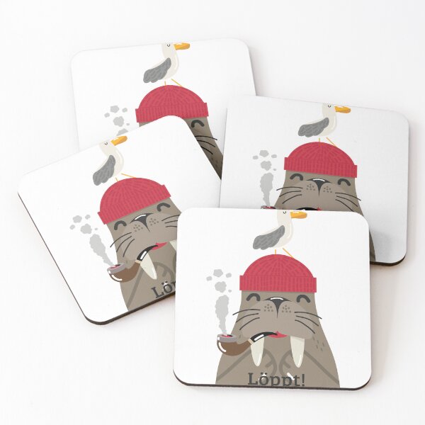 Item preview, Maritime Walrus with Seagull – “Löppt!” Cartoon Design designed and sold by Fies-und-Fein.