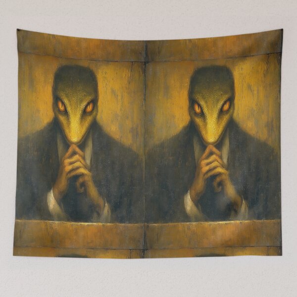 Item preview, portrait of a pensive lizard in a dark suit. designed and sold by Piotrek0001.