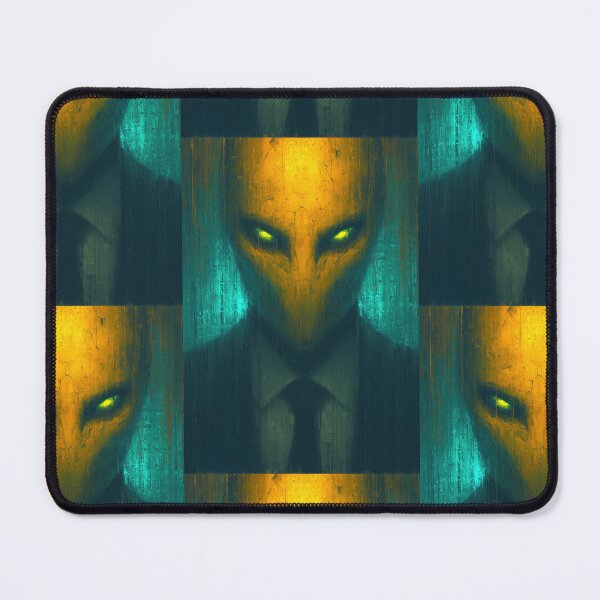 Item preview, Alien in a suit with glowing eyes on rainy background. designed and sold by Piotrek0001.