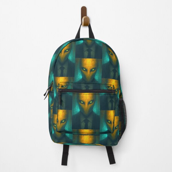 Item preview, Alien in a suit with glowing eyes on rainy background. designed and sold by Piotrek0001.