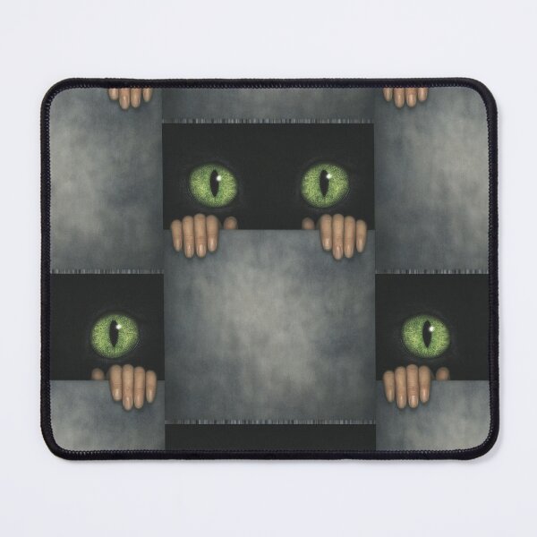 Item preview, Creepy green cat eyes and human hands emerging from darkness. designed and sold by Piotrek0001.