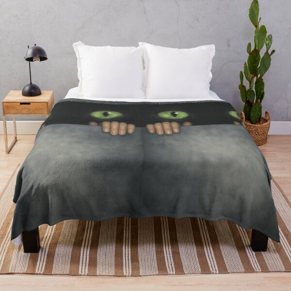 Item preview, Creepy green cat eyes and human hands emerging from darkness. designed and sold by Piotrek0001.