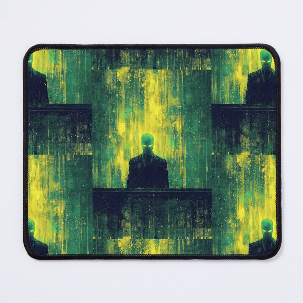 Item preview, Mysterious figure in a suit standing on abstract green background. designed and sold by Piotrek0001.