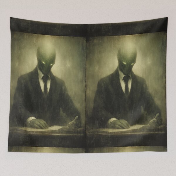 Item preview, An old, worn portrait of an elegant alien in suit. designed and sold by Piotrek0001.