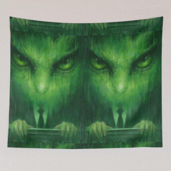 Item preview, Abstract painting of a green face in a suit. designed and sold by Piotrek0001.