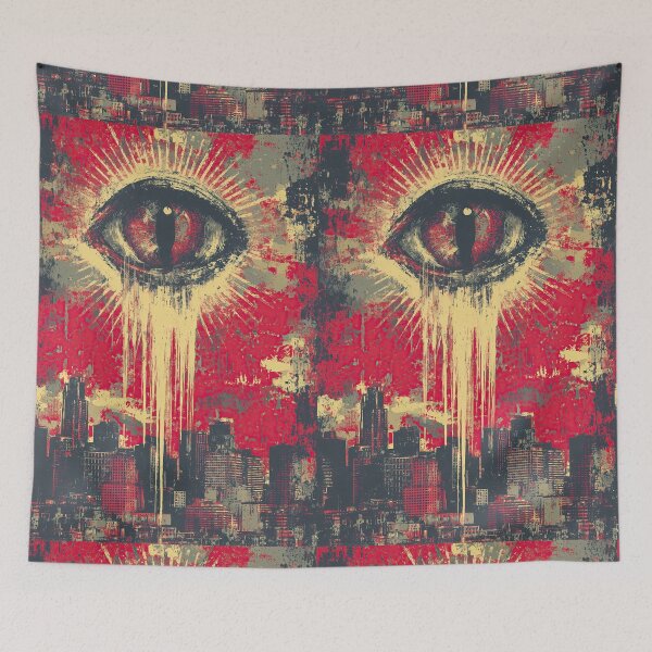 Item preview, All-seeing eye looks down upon the city in retro style. designed and sold by Piotrek0001.