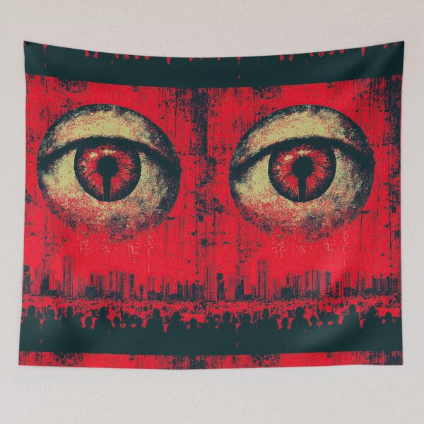 Item preview, A predatory grunge eye observes silhouettes of people in city. designed and sold by Piotrek0001.