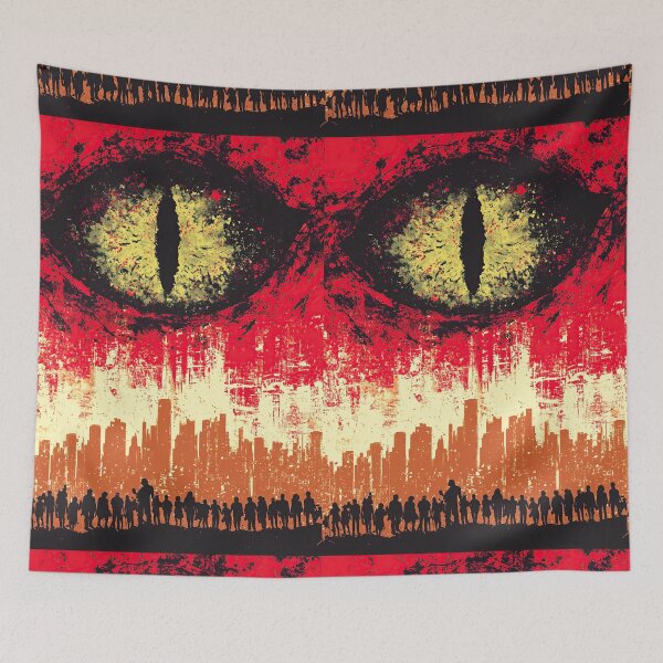 Item preview, An eye is watching people walking through the retro city. designed and sold by Piotrek0001.