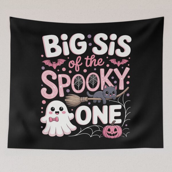 Item preview, Big Sis Of The Spooky One 1st Birthday Halloween Pink Ghost designed and sold by ticlitule.