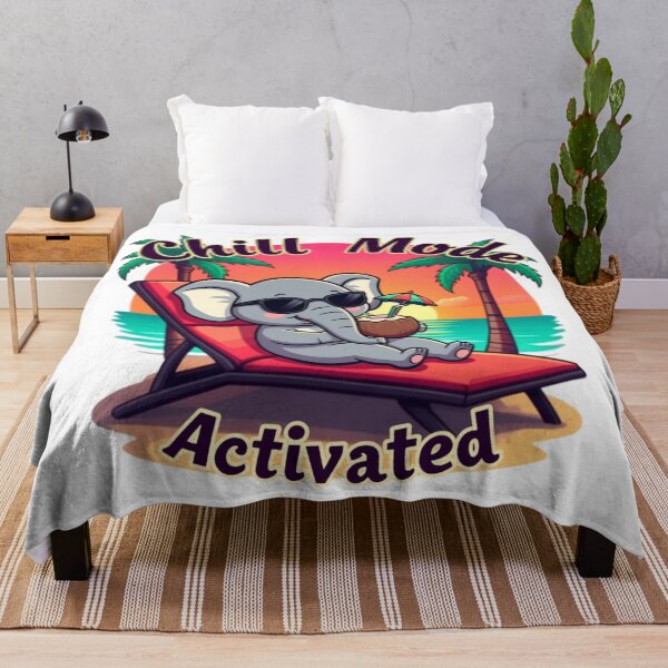 Item preview, Chill Mode Activated – Cute Elephant on Beach designed and sold by AleksKos.