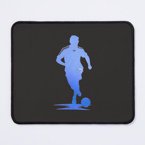 Item preview, Soccer player wearing blue and white strips jersey in a playground dribbling with football designed and sold by Aariq.