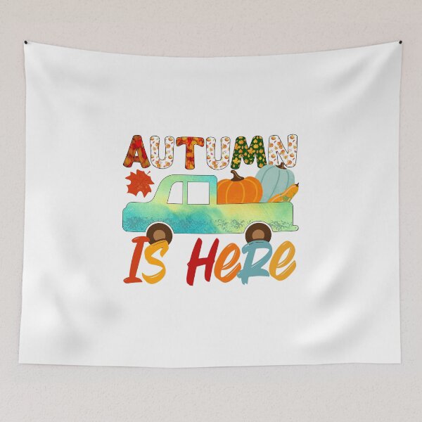 Item preview, Autumn Truck with Pumpkins and Fall Leaves designed and sold by QuietBloom80.