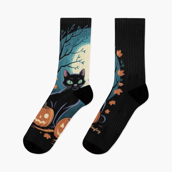 Item preview, Black Cats with Pumpkins under Full Moon on Halloween designed and sold by BiellaSar.