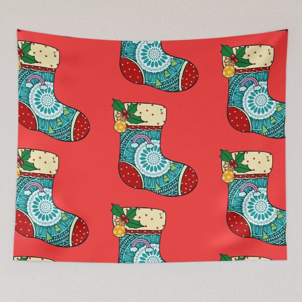Item preview, Cute Festive Christmas mandala red stocking filler cozy joy happy holiday vibes designed and sold by DivineMandala.