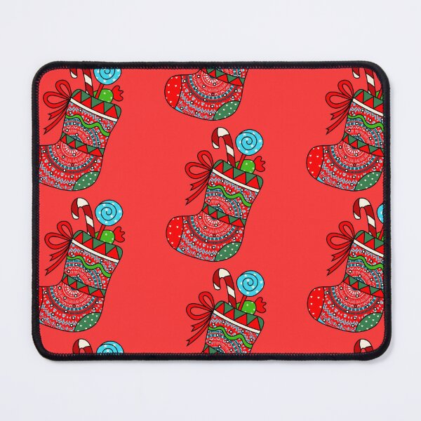 Item preview,  Red Happy holidays Red cute mandala Christmas  stocking filler cozy joyous vibes designed and sold by DivineMandala.