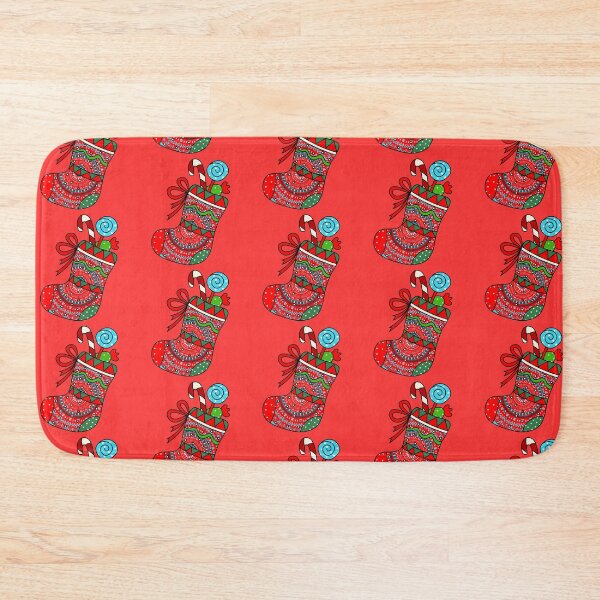Item preview,  Red Happy holidays Red cute mandala Christmas  stocking filler cozy joyous vibes designed and sold by DivineMandala.
