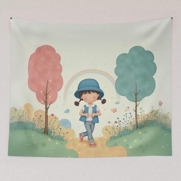 Item preview, Girl Walking Under the Rainbow designed and sold by Whimsical Hug.