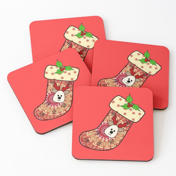 Item preview, Reindeer Cute Festive Christmas mandala red stocking filler cozy joy happy holiday vibes designed and sold by DivineMandala.