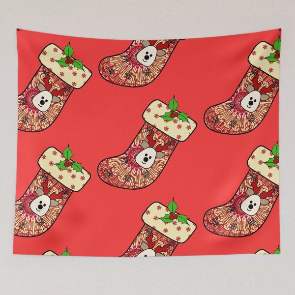 Item preview, Reindeer Cute Festive Christmas mandala red stocking filler cozy joy happy holiday vibes designed and sold by DivineMandala.
