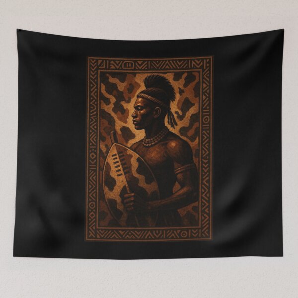 Item preview, Zulu Shield - African traditional warrior designed and sold by DamioPolArt.
