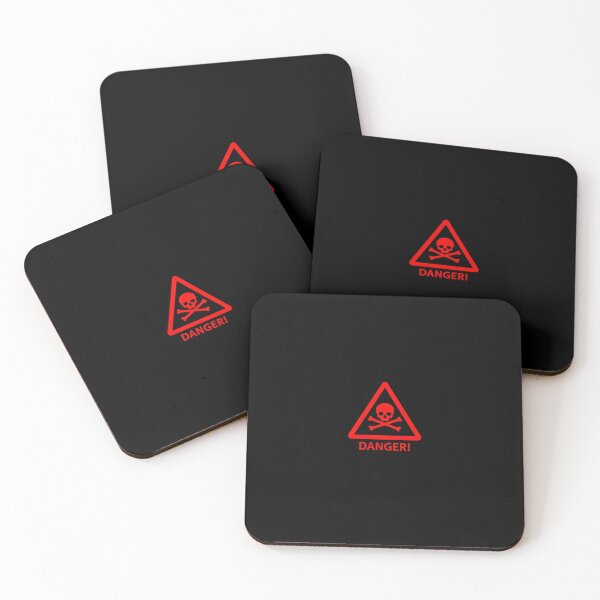 Item preview, Red Danger Warning Sign with Skull and Crossbones on Black Background designed and sold by PixelVibe782.