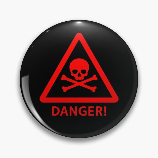 Item preview, Red Danger Warning Sign with Skull and Crossbones on Black Background designed and sold by PixelVibe782.