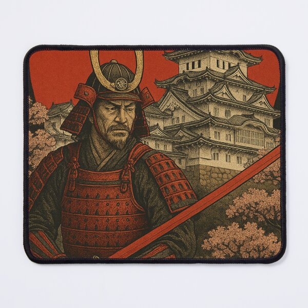 Item preview, Samurai Mushashi Miyamoto at Himeji Castle with a katana in hand designed and sold by chateauxstudios.