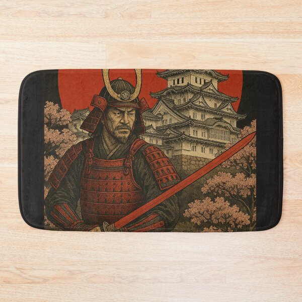 Item preview, Samurai Mushashi Miyamoto at Himeji Castle with a katana in hand designed and sold by chateauxstudios.