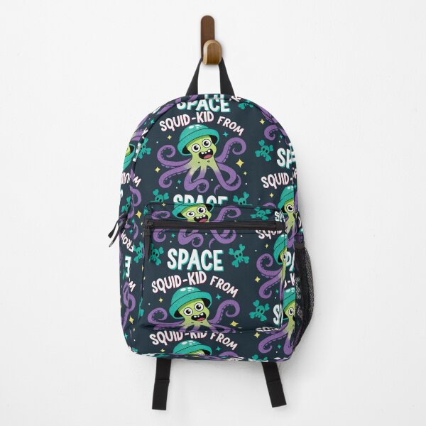 Item preview, Cheerful Space Squid-Kid Wearing Teal Hat and Surrounded by Stars designed and sold by SplashTastic.
