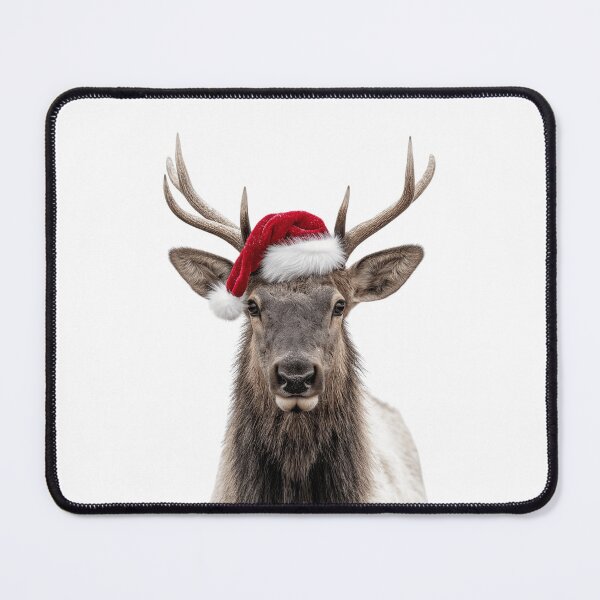 Item preview, Elk with Christmas Hat – Festive Elk Xmas Design designed and sold by LazyOwlStore.