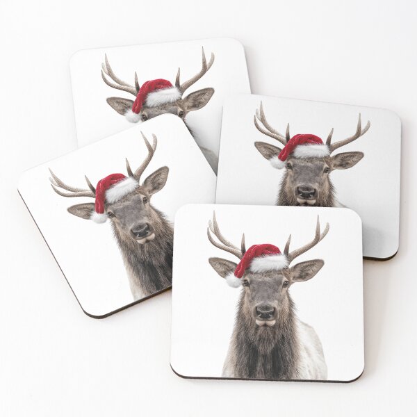 Item preview, Elk with Christmas Hat – Festive Elk Xmas Design designed and sold by LazyOwlStore.