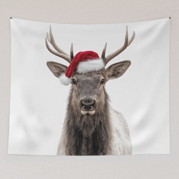 Item preview, Elk with Christmas Hat – Festive Elk Xmas Design designed and sold by LazyOwlStore.