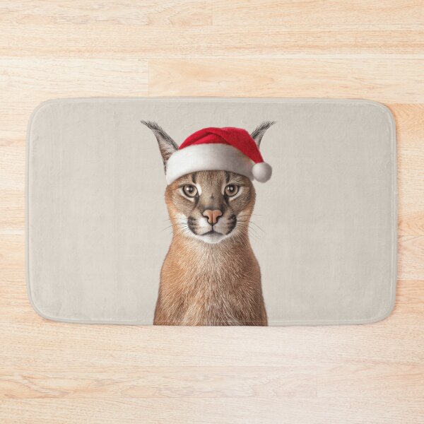 Item preview, Caracal cat with Christmas Hat – Festive Caracal Xmas Design designed and sold by LazyOwlStore.
