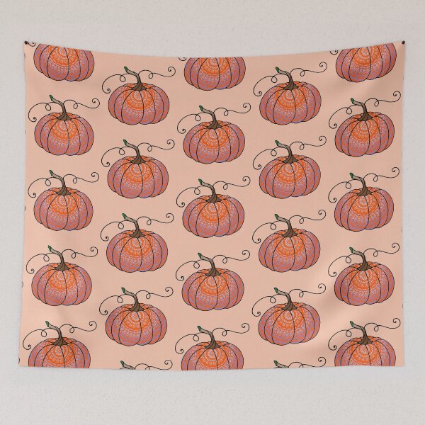 Item preview, Magical Cute mandala spooky scary Adorable carved autumn seasonal orange fall pumpkin designed and sold by DivineMandala.