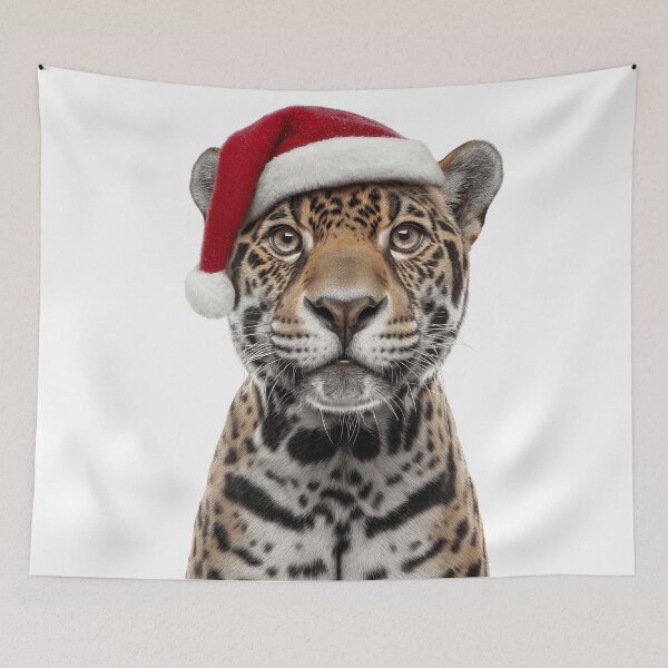 Item preview, Jaguar with Christmas Hat – Festive Jaguar Xmas Design designed and sold by LazyOwlStore.