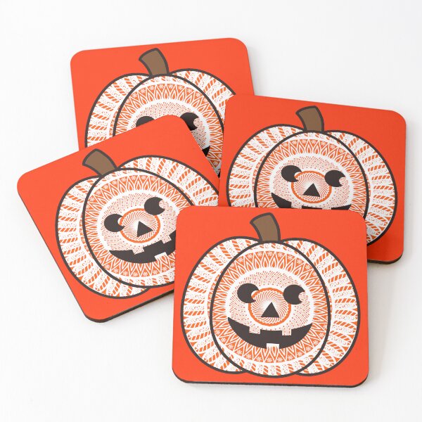 Item preview,  Spooky Carved mandala pumpkin face scary Adorable autumn seasonal orange fall pumpkin designed and sold by DivineMandala.