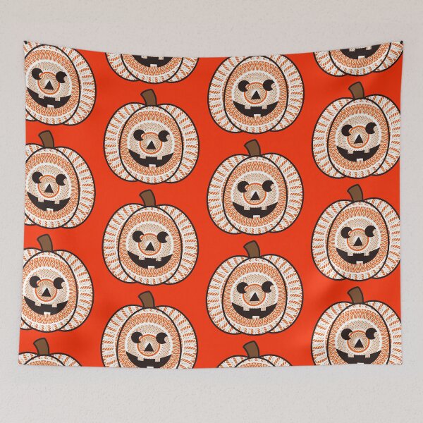Item preview,  Spooky Carved mandala pumpkin face scary Adorable autumn seasonal orange fall pumpkin designed and sold by DivineMandala.