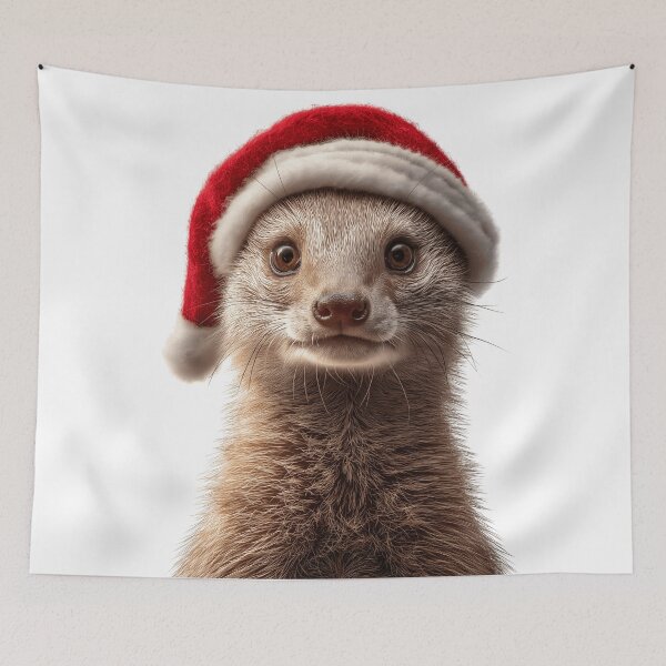 Item preview, Mongoose with Christmas Hat – Festive Mongoose Xmas Design designed and sold by LazyOwlStore.
