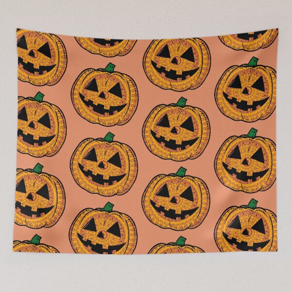 Item preview, Scary orange carved mandala pumpkin face spooky scary Adorable autumn seasonal orange fall pumpkin designed and sold by DivineMandala.