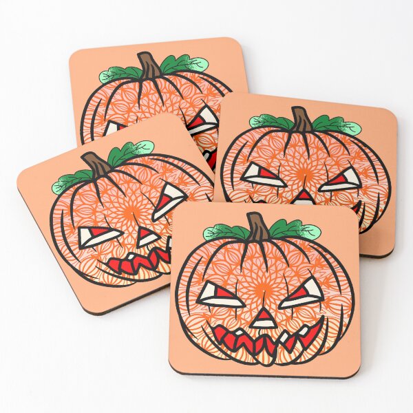 Item preview, Halloween Orange Scary Carved mandala pumpkin face spooky adorable ble autumn seasonal fall pumpkin designed and sold by DivineMandala.