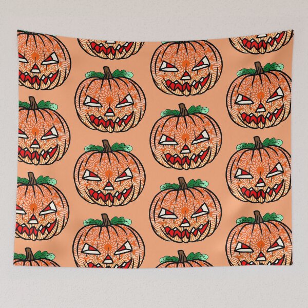 Item preview, Halloween Orange Scary Carved mandala pumpkin face spooky adorable ble autumn seasonal fall pumpkin designed and sold by DivineMandala.