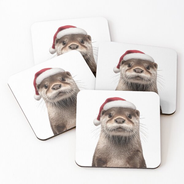 Item preview, Otter with Christmas Hat – Festive Otter Xmas Design designed and sold by LazyOwlStore.