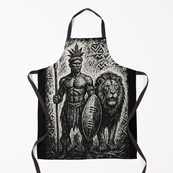 Item preview, Zulu Shield - African traditional warrior and lion designed and sold by DamioPolArt.
