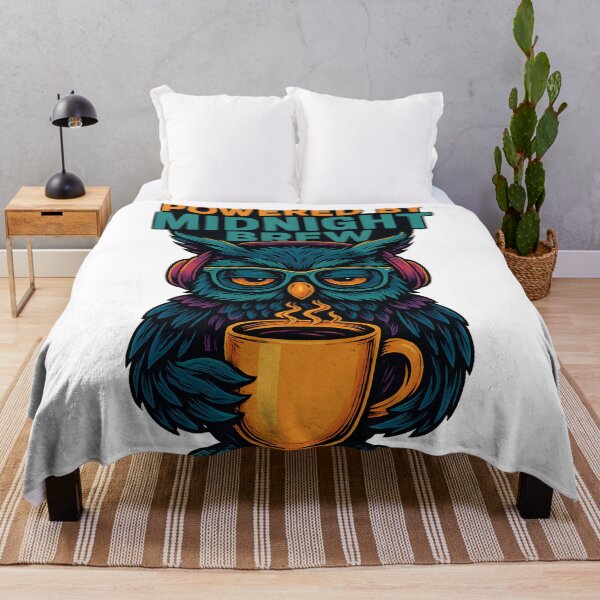 Item preview, Powered by Midnight Brew – Funny Coffee Owl Design designed and sold by VibeCircuit61.