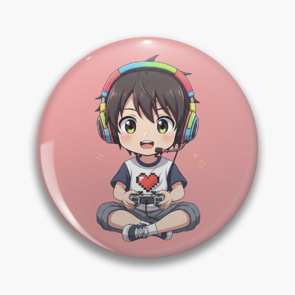 Item preview, Rainbow Headset Hero: Adorable Chibi Gamer Ready to Play and Win designed and sold by bvdesignart.