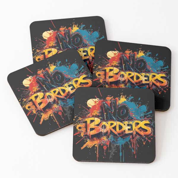 Item preview, No Borders – Street art graffiti design in blue, red & orange designed and sold by ParaSiempreS.