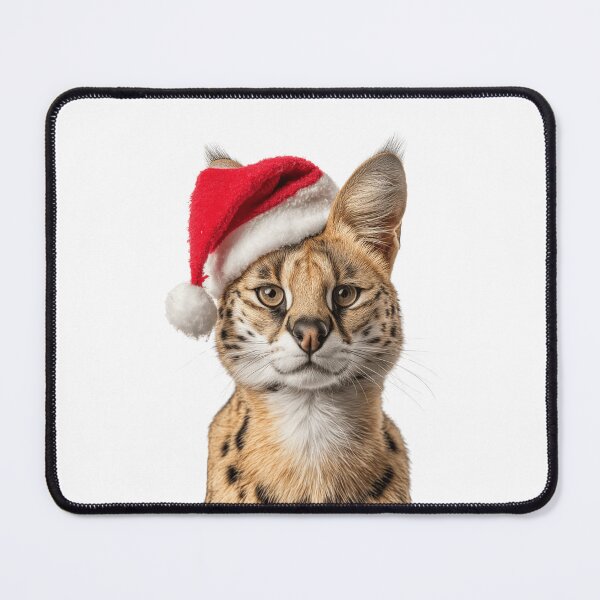Item preview, Serval cat with Christmas Hat – Festive Serval Xmas Design designed and sold by LazyOwlStore.