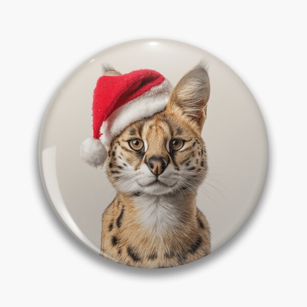 Item preview, Serval cat with Christmas Hat – Festive Serval Xmas Design designed and sold by LazyOwlStore.