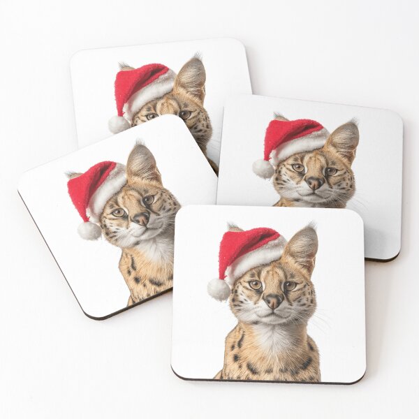 Item preview, Serval cat with Christmas Hat – Festive Serval Xmas Design designed and sold by LazyOwlStore.