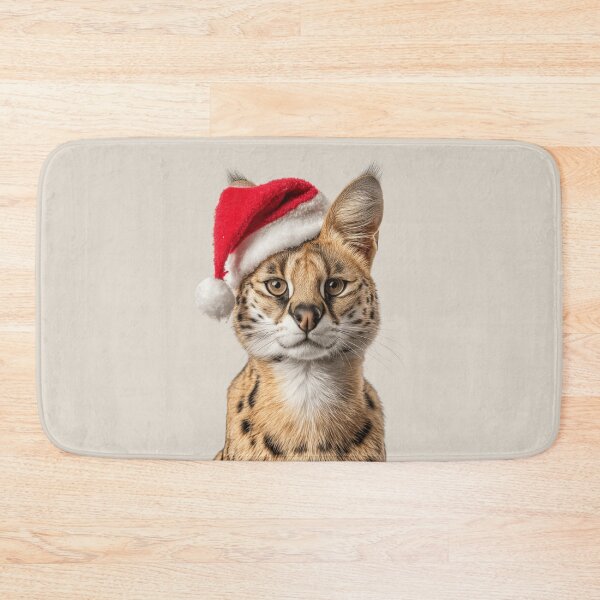 Item preview, Serval cat with Christmas Hat – Festive Serval Xmas Design designed and sold by LazyOwlStore.